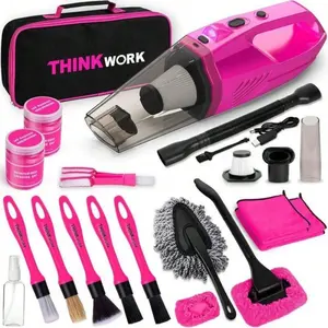 Pink Portable Vacuum Cleaner Kit, Girly Car Accessories Kit With 8000PA Cordless Rechargeable Handheld Vacuum Cleaner, Gift For Women High Power