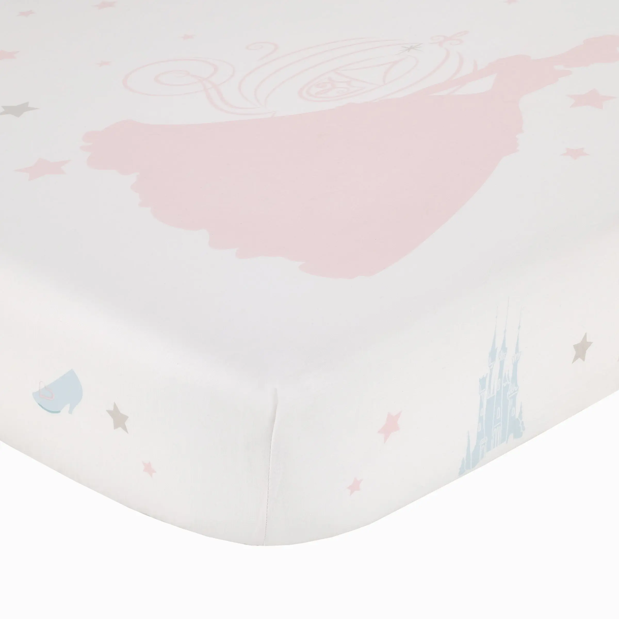 Disney Princess Enchanting Dreams White and Pink Cinderella A Dream is a Wish Your Heart Makes 100% Cotton Photo Op Nursery Fitted Crib Sheet
