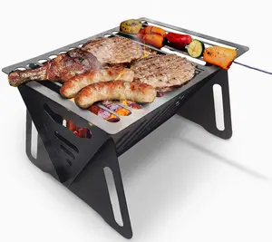 Charcoal Grill, Portable BBQ Smoker - Lightweight Tabletop Outdoor Grill for Camping, Picnics, Garden, Beach Parties - 6"*4.6"*4.9
