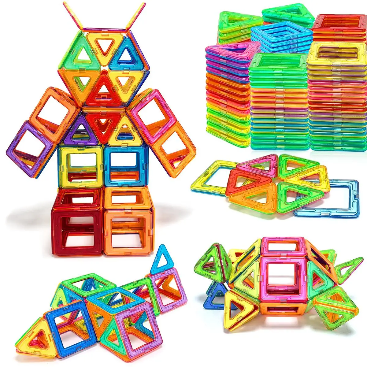 Random Color Tiles Building Blocks, 40pcs/80pcs Colorful Creative Constructor Set Toys, Sensory Montessori Toys, Educational Toys for Birthday Gifts
