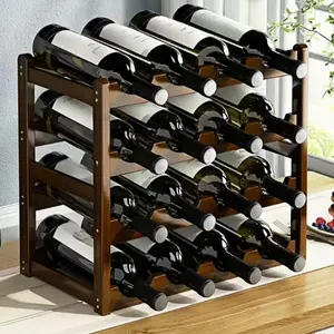 Bamboo Wine Rack, 1 Box Multi-layer Wine Bottle Holder, Wine Display Rack, Wine Storage Rack, Home Tabletop Wine Display and Storage Rack