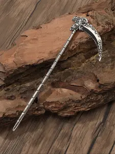 Vintage Gothic Skull Grim Reaper Scythe Hair Stick, Punk Fashion Hairpin Accessories, Viking Norwegian Style Hair Decoration for Parties & Gifts, Hair Clip