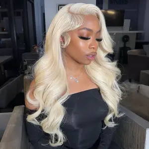OQ HAIR 613 13x4 Lace Front Wig Human Hair 100% Real Blonde Body Wave Wig Pre Plucked With Natural Hairline