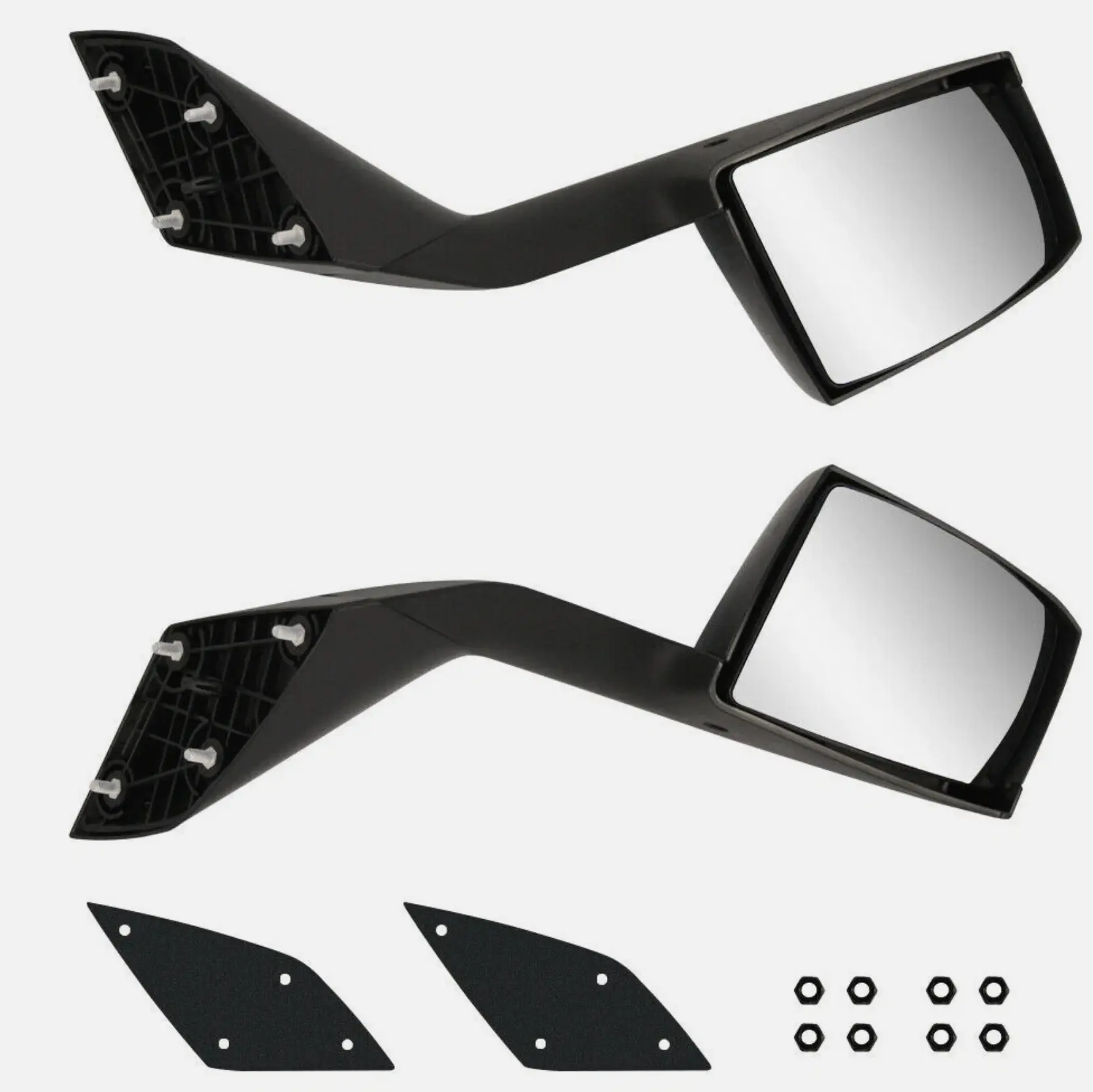 Black Hood Mirrors Pair Set - Driver/Passenger Side OEM Replacement Complete Assembly for Volvo VNL 2004-2017 Truck, Automotive Exterior Accessories with Installation Kit, Manufacturer Warranty