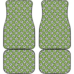 Soccer Ball Print Car Floor Mats - Green Pattern Front & Back Design | Sporty Vehicle Accessories | Soccer Fan Gift Idea | Auto Interior Protection | Stylish Automotive Floor Liners ﻿