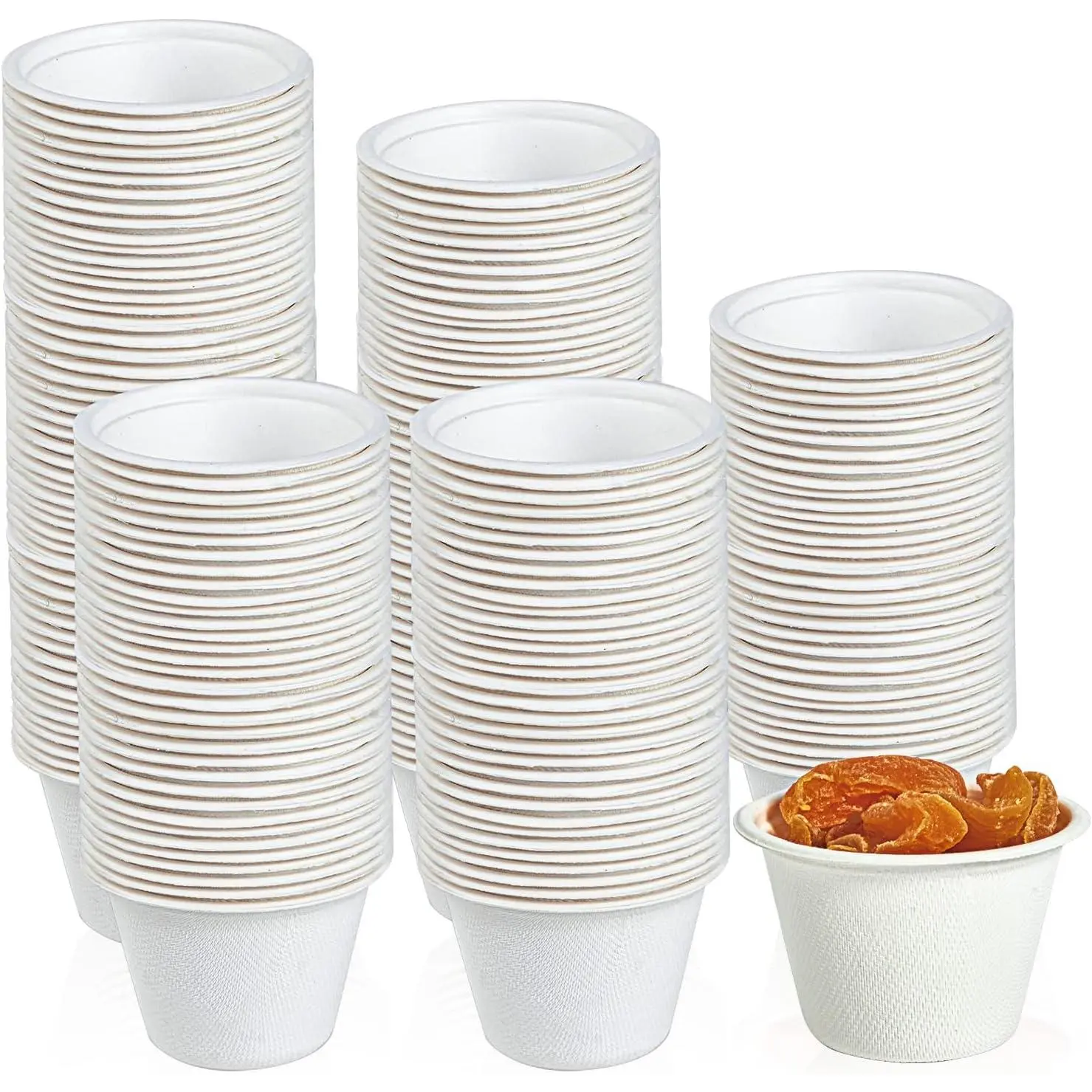 200 Pack 4 oz Compostable Portion Cups,  Biodegradable Souffle Cups, Disposable Paper Cups for Condiment Samples