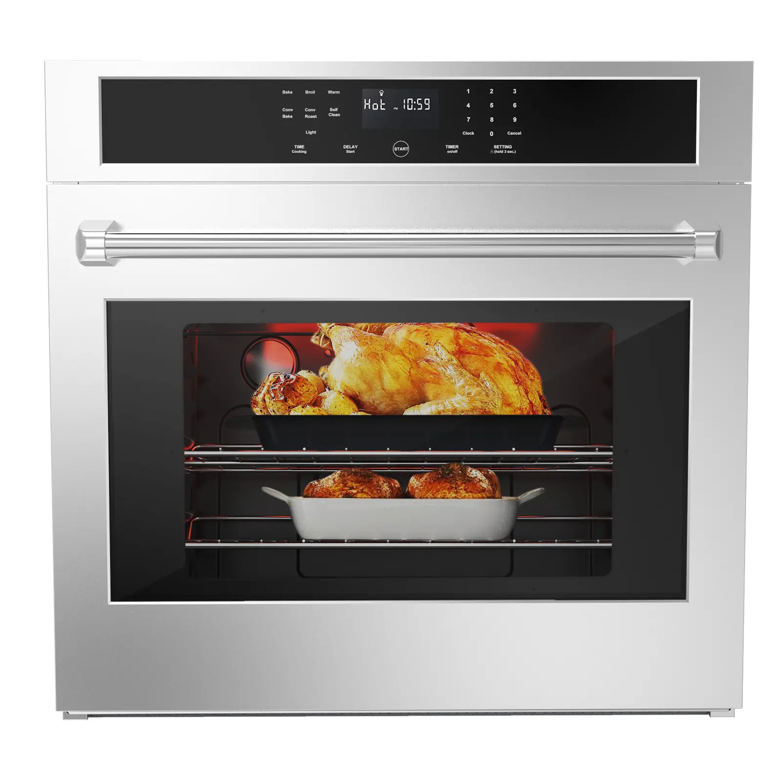 30 Inch Single Wall Oven, 4.8 Cu. Ft. Built-in Electric Convection Oven with Sensor Touch Controls, Safety Lock, Kitchen Timer, Stainless Steel, 3800W