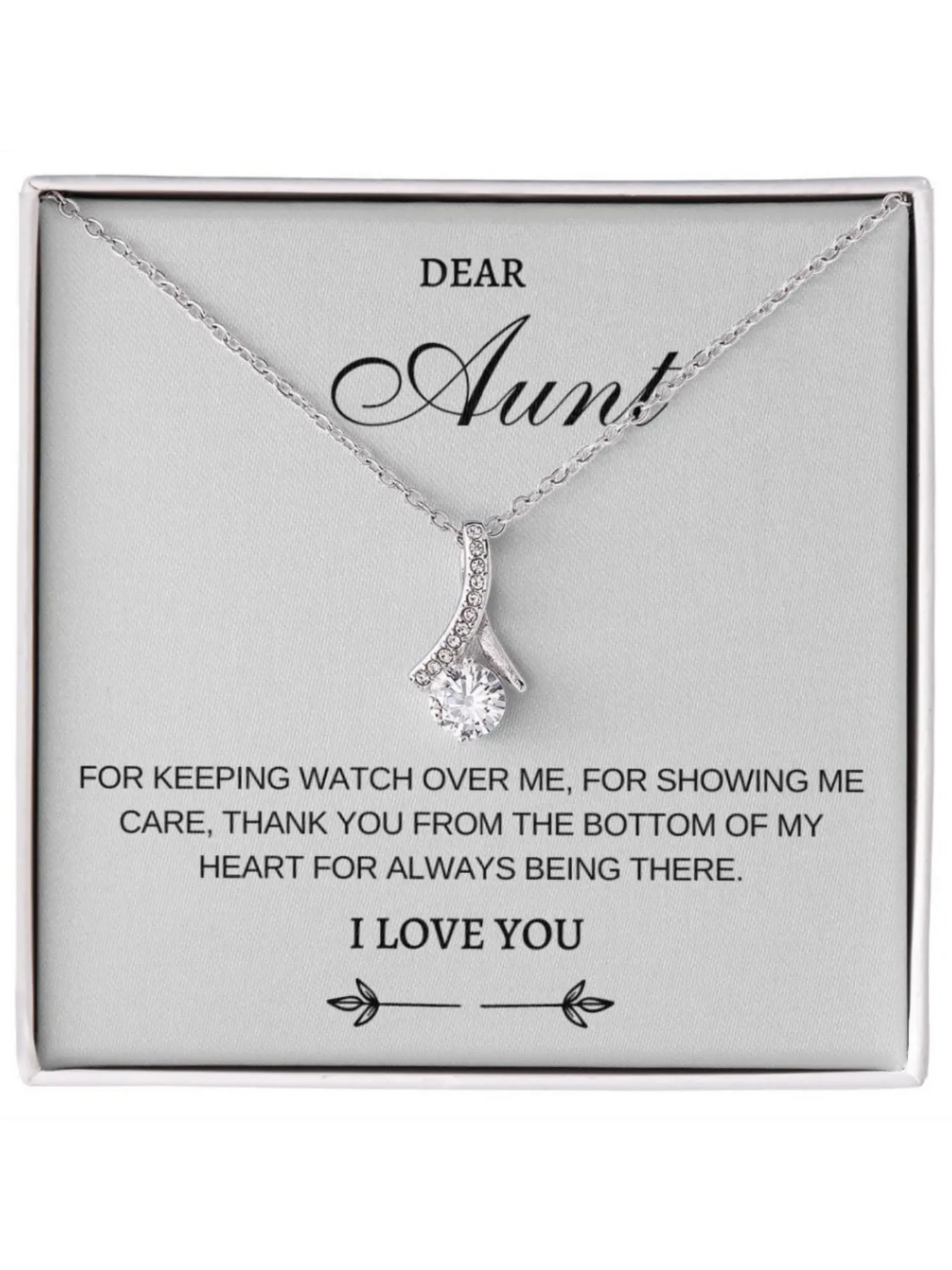 To My Aunt V-shaped Pendant Necklace, Exquisite Jewelry Gift with Card and Gift Box Gift for Aunt, Family Love Gift Birthday/Christmas/Appreciation Jewelry, Elegant Necklace