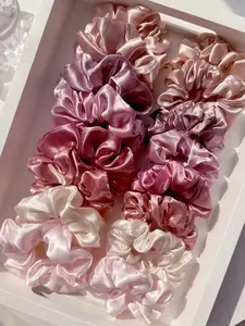 16pcs Blush Pink Satin Scrunchies for Women - Extra Large Soft Hair Ties for Thick Hair, Cozy Christmas Aesthetic, Gift Set, Stocking Stuffer, Travel, Yoga & Work from Home Style