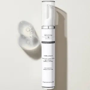 KLEEM ORGANICS | Firming Eye Cream with Cooling Massage Applicator | Vegan & Botanical-Rich Formula to Reduce Puffiness, Dark Circles & Fine Lines | Hyaluronic Acid, Niacinamide & Peptides | 0.51 fl oz