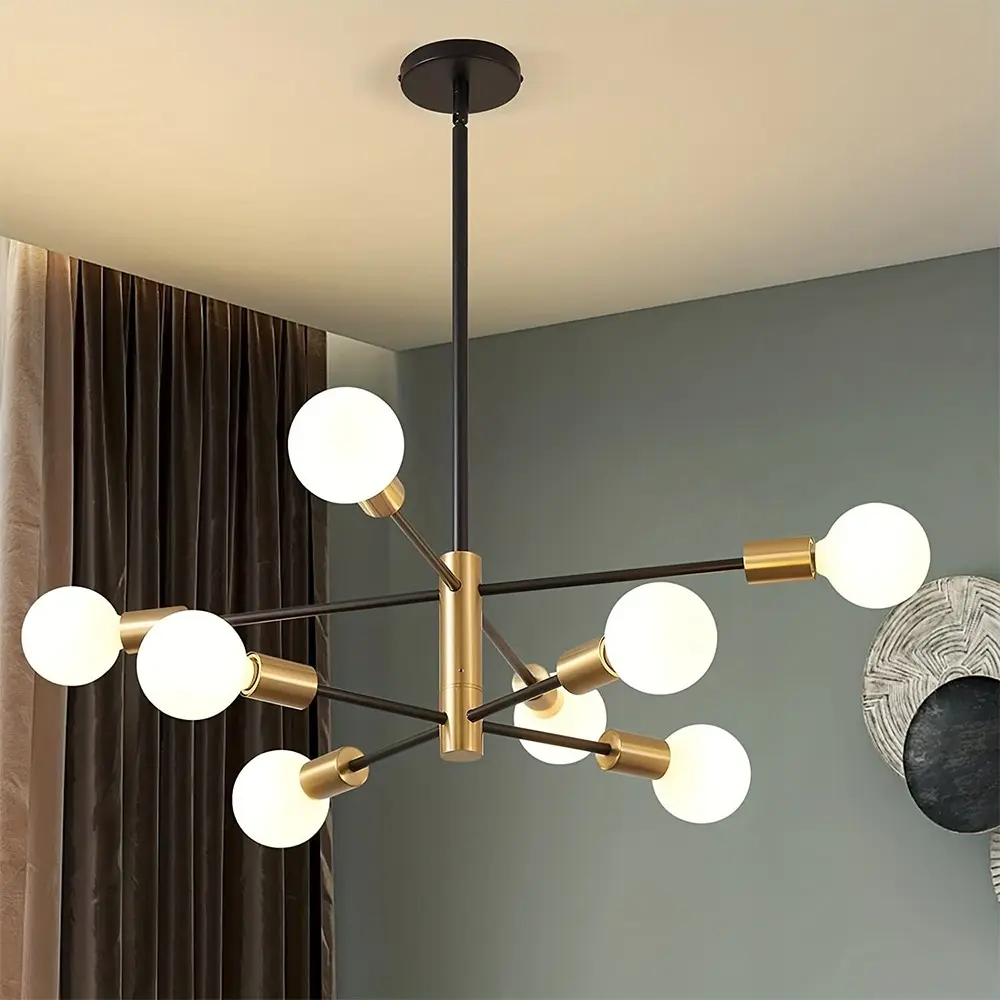 Modern LED branch chandelier black gold 4/8-head branch iron pendant light Home Decor Light - no bulb - copper natural color lamp head suitable for living room, bedroom, dining room, kitchen island use