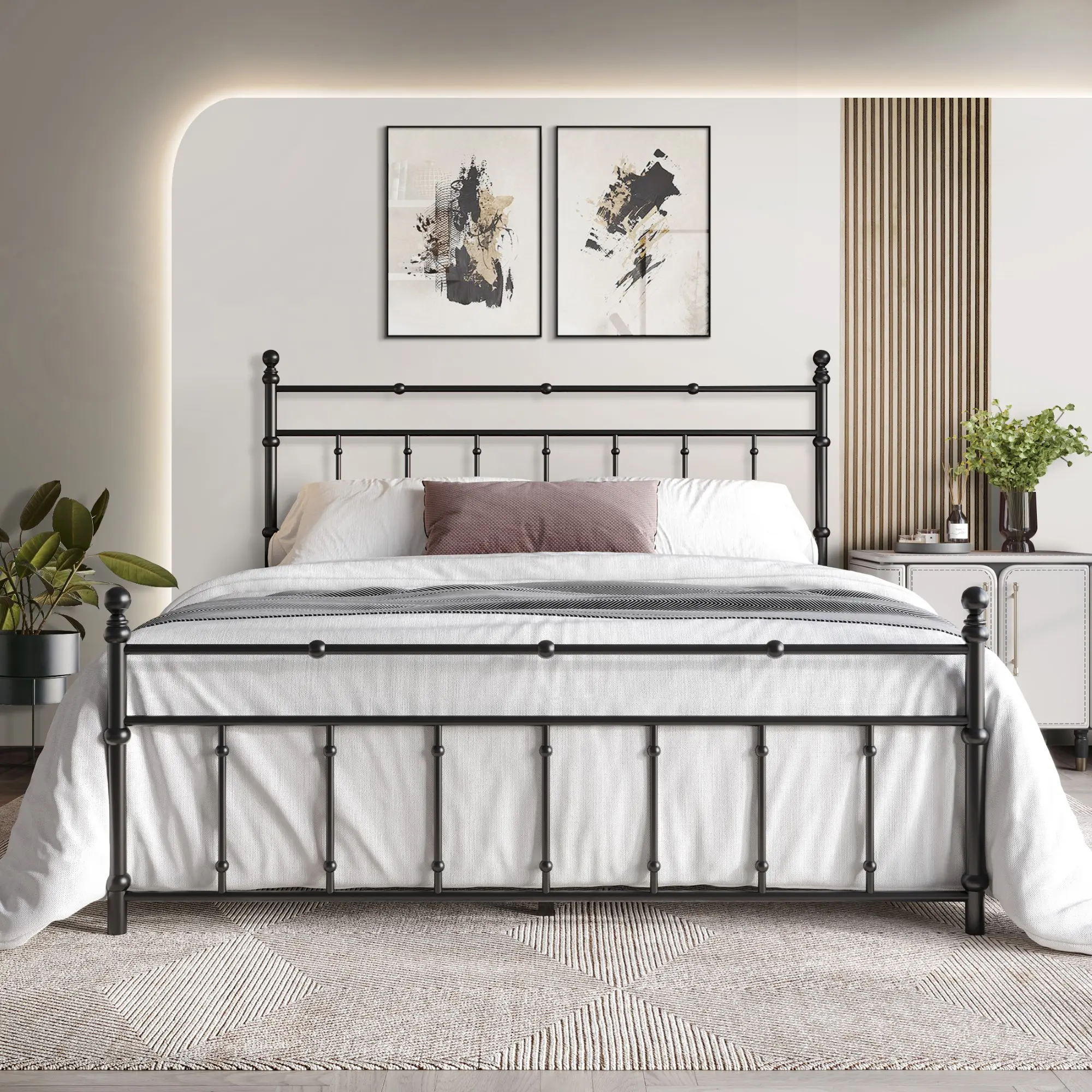 Vintage Victorian Metal Spindle Platform Bed