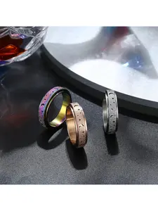 1 Pc Stainless Steel Anxiety Fidget Ring Anxiety Rings Spinner Rings for Women Men Roller Rings Stress Rings Lucky Worry Rings Anti Anxiety Rings Moon Star Trend Rings Fashion Party Jewelry