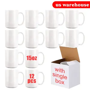 Sublimation Coffee mugs, 15 oz White Coffee magic Mugs Sublimacion Cups With Box for Coffee, Soup, Tea, Milk, Latte, Hot Cocoa Set of 12 moist dolly mug photo Drinkware Ceramic Tumbler Washable