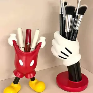 Adorable Makeup Brush Storage Bucket, Cute Cartoon Design, Desktop Organizer, Beauty Tool Holder, Multi-Functional Pen Holder, Anti-Slip Base, Stationery Storage Organizer