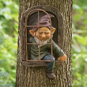 1pc Garden Gnome Hanging Ornament, Mini Dwarf Resin Craft Figurine, Vintage Style Outdoor Garden Decor, Fantasy Theme, No Electricity Needed, Perfect for Bedroom, Living Room, Nursery, Halloween, Christmas, Easter, Thanksgiving