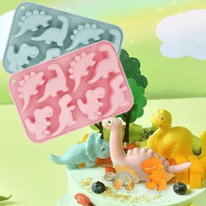 2PCS Cute Dinosaur Silicone Molds 3D Dinosaur Themed Baking Mould Tray DIY Baking Tool for Chocolate Cake Dessert Candy Mousse Pastry Handmade Soap Cupcake Topper Tin