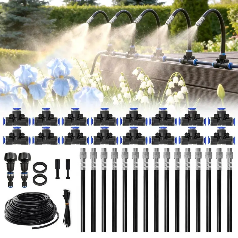 360° Adjustable Drip Irrigation Kit, Automatic Garden Watering System with Flexible Hose for Lawn, Garden, Raised Beds & Greenhouse