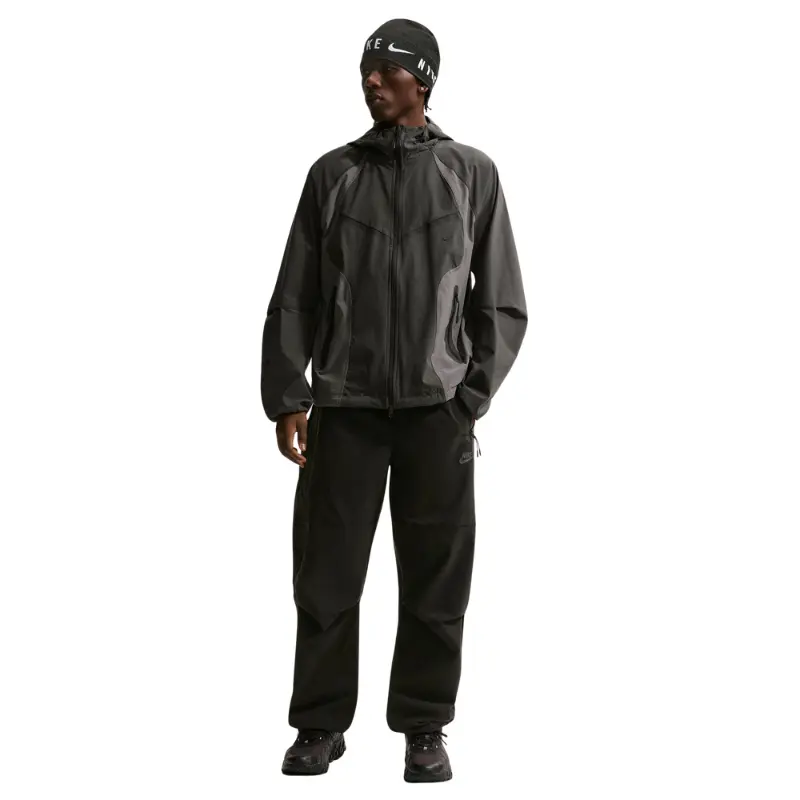 Men's Nike Tech Dri-FIT Woven Pants - Spandex-Crinkled Nylon Fabric, Embroidered Design, Functional Pocket, Sweat-Wicking, Easy-Movement, Roomy Fit, Drawstring Ankles, Tech Aesthetic Menswear Bottoms