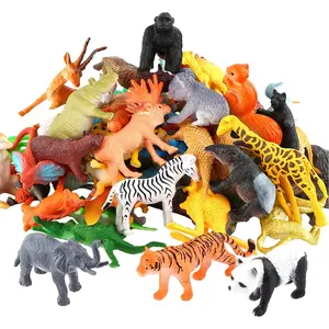 Animals Figure,54 Piece Mini Jungle Toys Set,ValeforToy Realistic Wild Vinyl Plastic Animal Learning Party Favors for Boys Girls Kids Toddlers Forest Small Playset Cupcake Topper