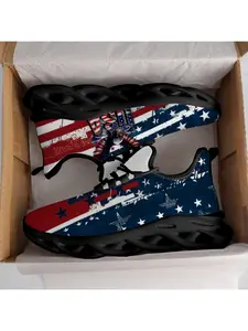 American 250 Independence Day Exclusive American Flag Couple Sneakers PatrioticPrint Unique men woman Casual Shoes Fashionable Daily Playwear for Mesh Lace-Up Low Footwear Sneakers Shoes, Lace up trainers, Trainer, Sports Shoes