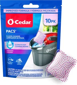 O-Cedar PACS Hard Floor Cleaner Pods, Lavender Scent, 10-Count (1-Pack) - Naturally-Derived Ingredients, Safe for All Hard Floors, Ideal for Mop Buckets