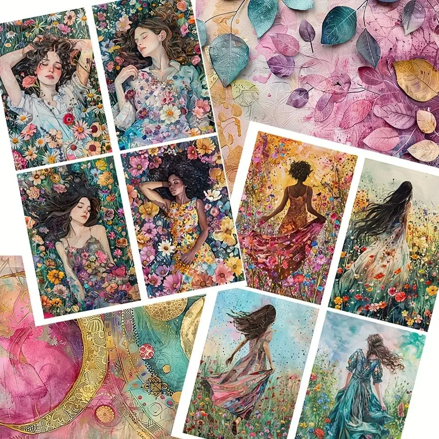 Rainbow Clouds Theme Background Paper & Decal Sticker Set, 90pcs/set Colorful Floral & Garden & Flowers & Star Pattern Nature Stickers for Gift Tag, DIY Paper Craft Decoration Sticker
