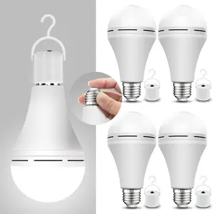 A19 DOB Rechargeable Emergency Light Bulbs Battery Powered Energy Efficient LED 5000K Daylight E26 86-265V 12W 60W Equivalents with 1200mAh for Home Power Outage Camping