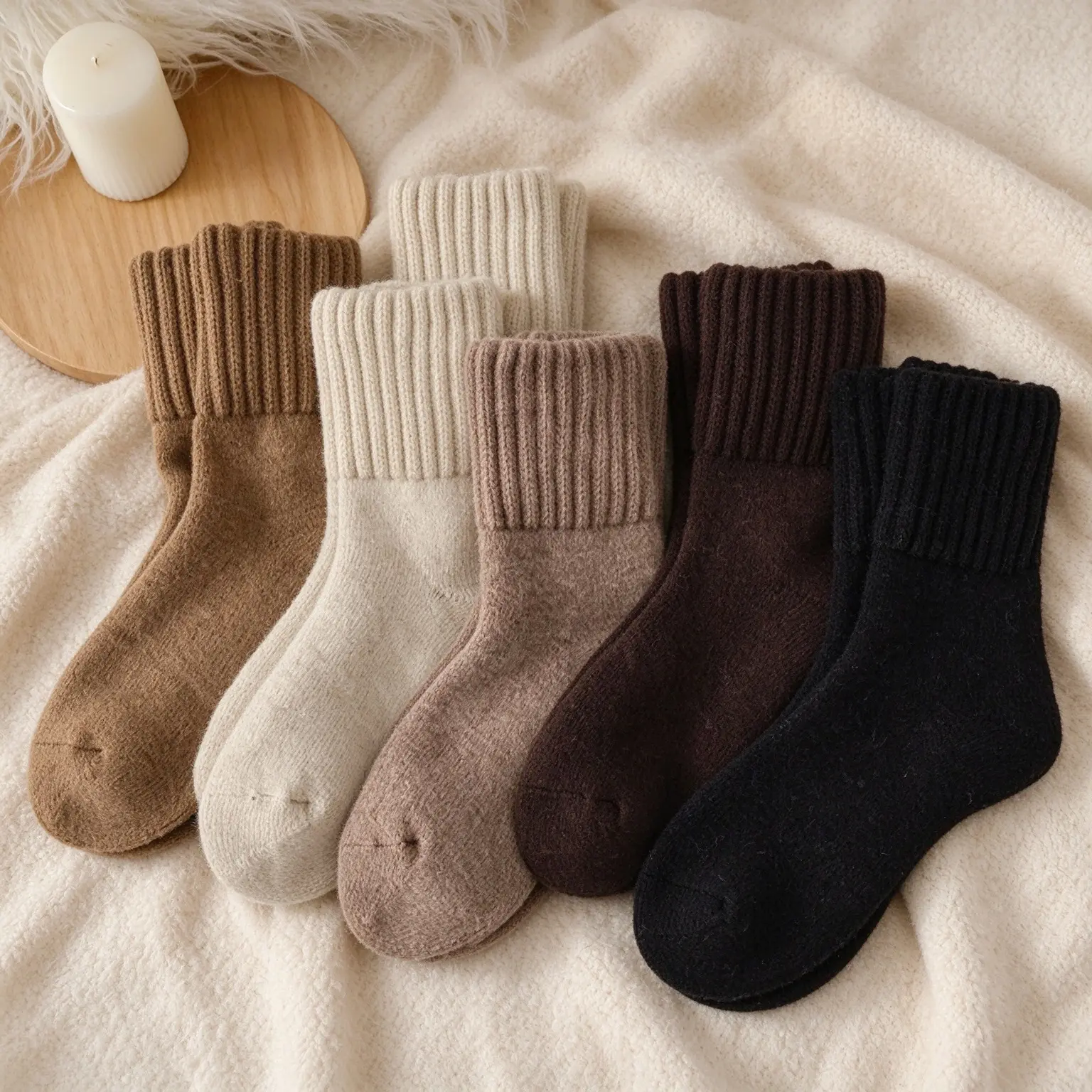 Women's Classical Mid‑Calf Knitting Polyester Socks, Cozy Comfy Soft Warm Basic Solid Socks, Women Underwear Accessories, Ideal for Fall & Winter Everyday Casual Wear