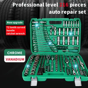 OUDISI Professional Steel Car Repair Tools Set - 216/151/53/46-Piece Kits with Portable Handle, Ratchet Wrench, Screwdriver for Mechanics, Home DIY