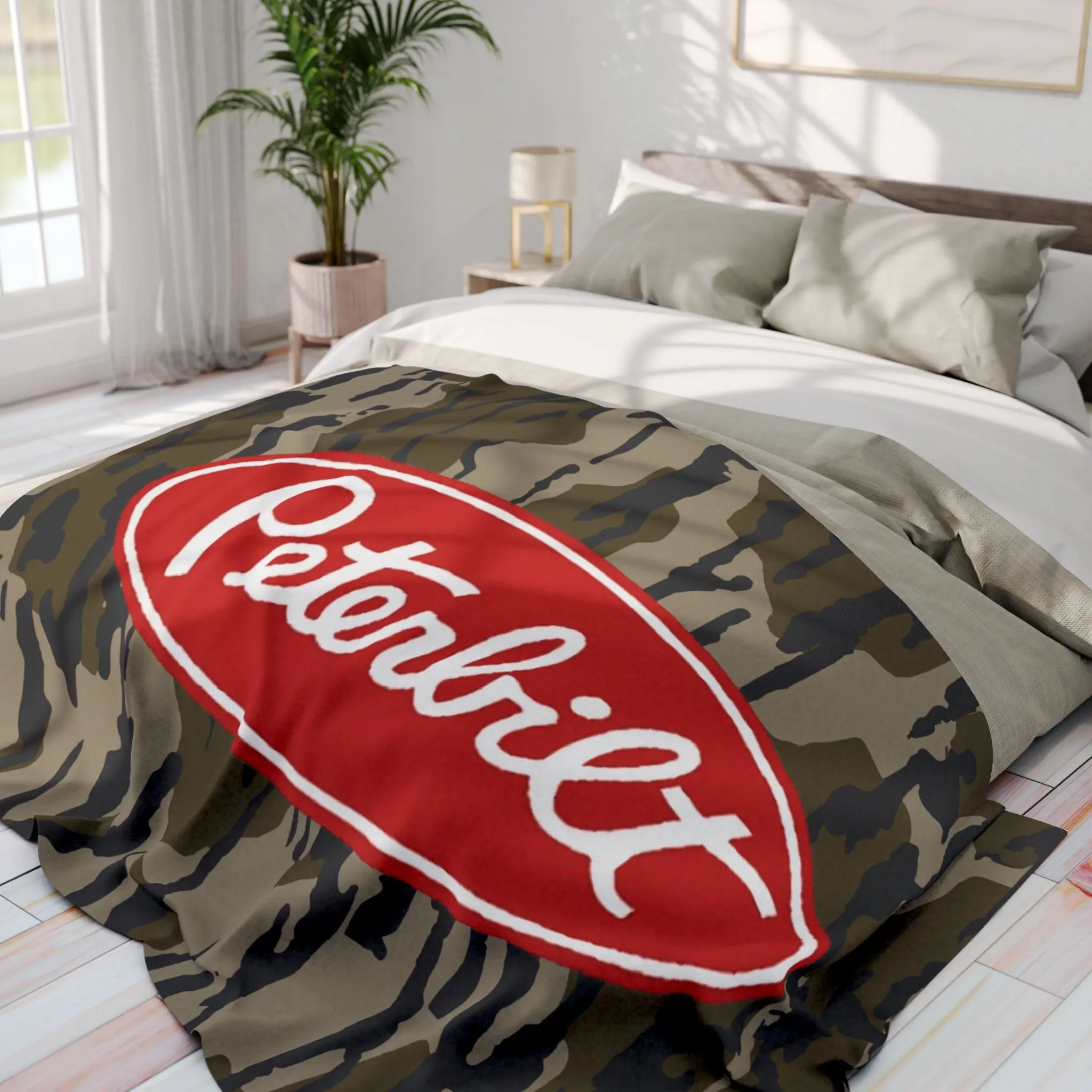 Peterbilt Bottomland Camo Velvet Blankets, Soft Cozy Luxury Fuzzy Warm Blanket for Sofa Couch Bed Gifts Bedroom