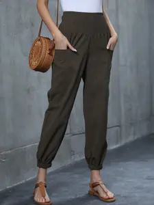 Elastic Waist Loose Fit Harem Pants with Large Pockets, Comfortable and Stylish, Perfect for Daily Wear, Versatile and Trendy