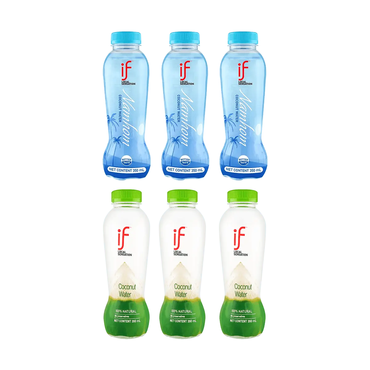 IF Thailand Coconut Water 6-Pack (350ml x 6) - Original & Nam Hom Varieties | Low Calorie, Zero Fat, Zero Added Sugar | Hydration Essential