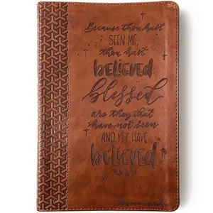 Personalized KJV Study Bible - Brown - Blessed Are They That Have Believed - Hand Lettered and Engraved