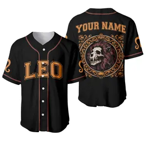 Custom Leo Zodiac Baseball Jersey Shirt, Astrology Tshirt, Leo Birthday Shirt, Horoscope Astrology Gifts, Retro Graphic Shir