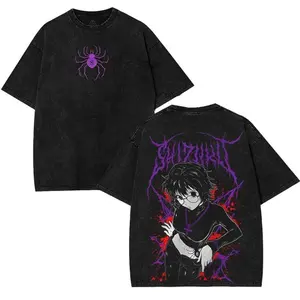 Shizuku v3 Hunter X Hunter Anime Double Printed Vintage Washed Tee Unisex Oversize Cotton T-shirt for Anime Fans and Lovers, anime merch Fabric Menswey2k,Vintage,Streetwear Christmas Thanksgiving Cyber Monday shirt streetwear