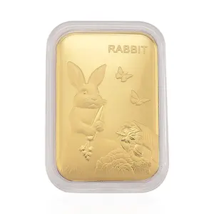 24K Yellow Golden Lunar Rabbit Emboss Sheet 10mg