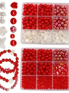Cute Beads Set for Jewelry Making Kit, Bead Assortment, Faux Pearl Aesthetic Beads, Handmade Bracelet & Necklace DIY, Valentine's Day Gift, Acrylic Beads, DIY Jewelry Decoration