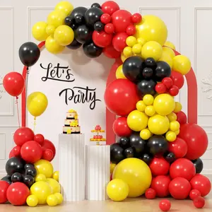 Red, Black & Yellow Balloon Arch Kit for Baby Showers & 1st-3rd Birthday Party Decor