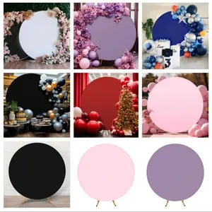 Round Archway Decoration Cover, Elastic Round Background Stand, Single Layer Cloth, Multiple Colors, 1.5m-2.2m, Wedding Party Decor, Backdrop Stand Covers