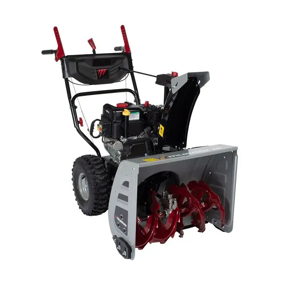 MurrayFlurry XL 24-inch Clearing Width 208cc Engine Self-Propelled 2-Stage Gas Snow Blower, 8 Speeds, 180° Adjustable Rotating Steel Chute, Long Throw Steel Auger, Adjustable Skid Shoes