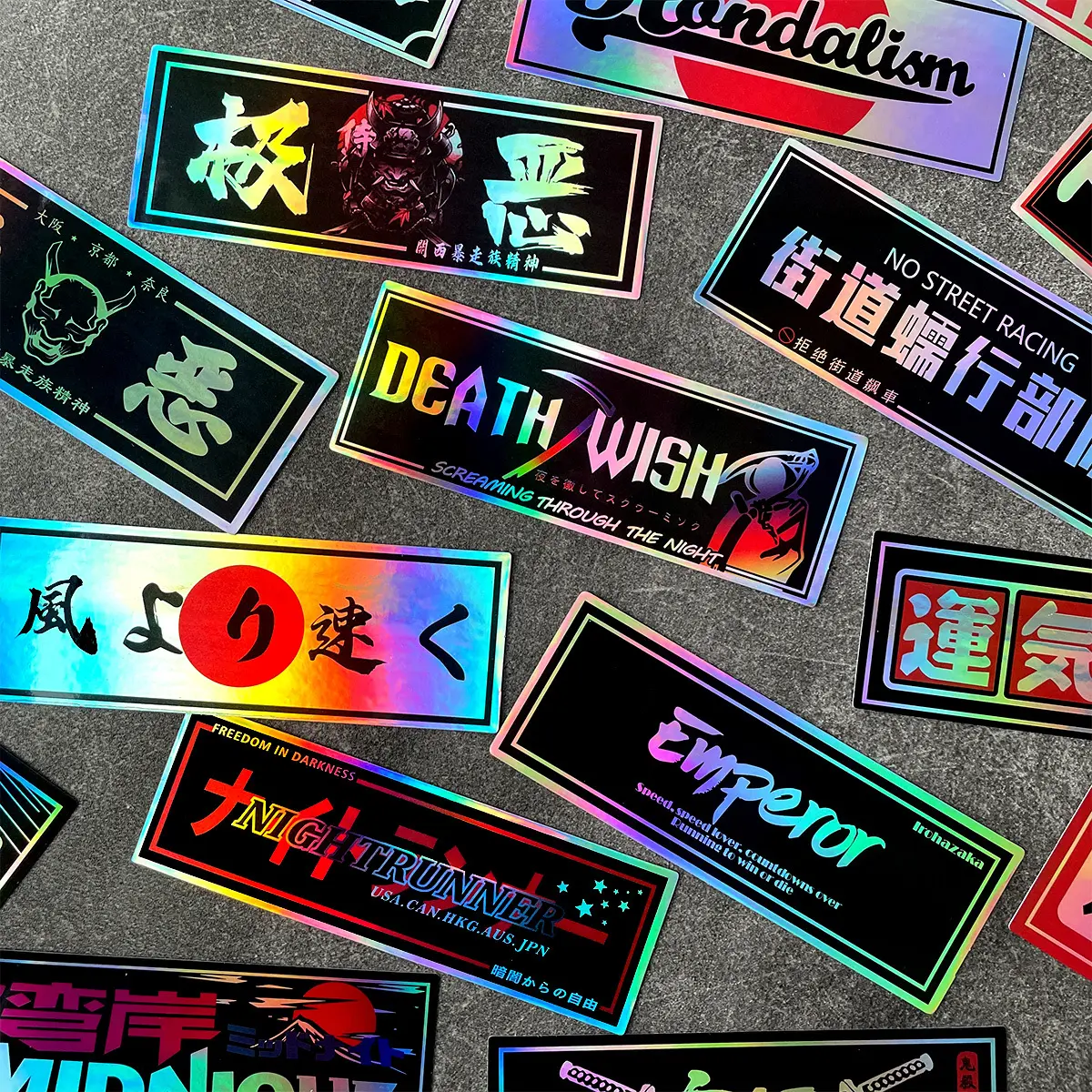 24pcs JDM tuning culture Racing reflective car stickers Decal Set Car Accessories waterproof reflective stickers motorcycle electric car stickers computer stickers Decals For Vehicles