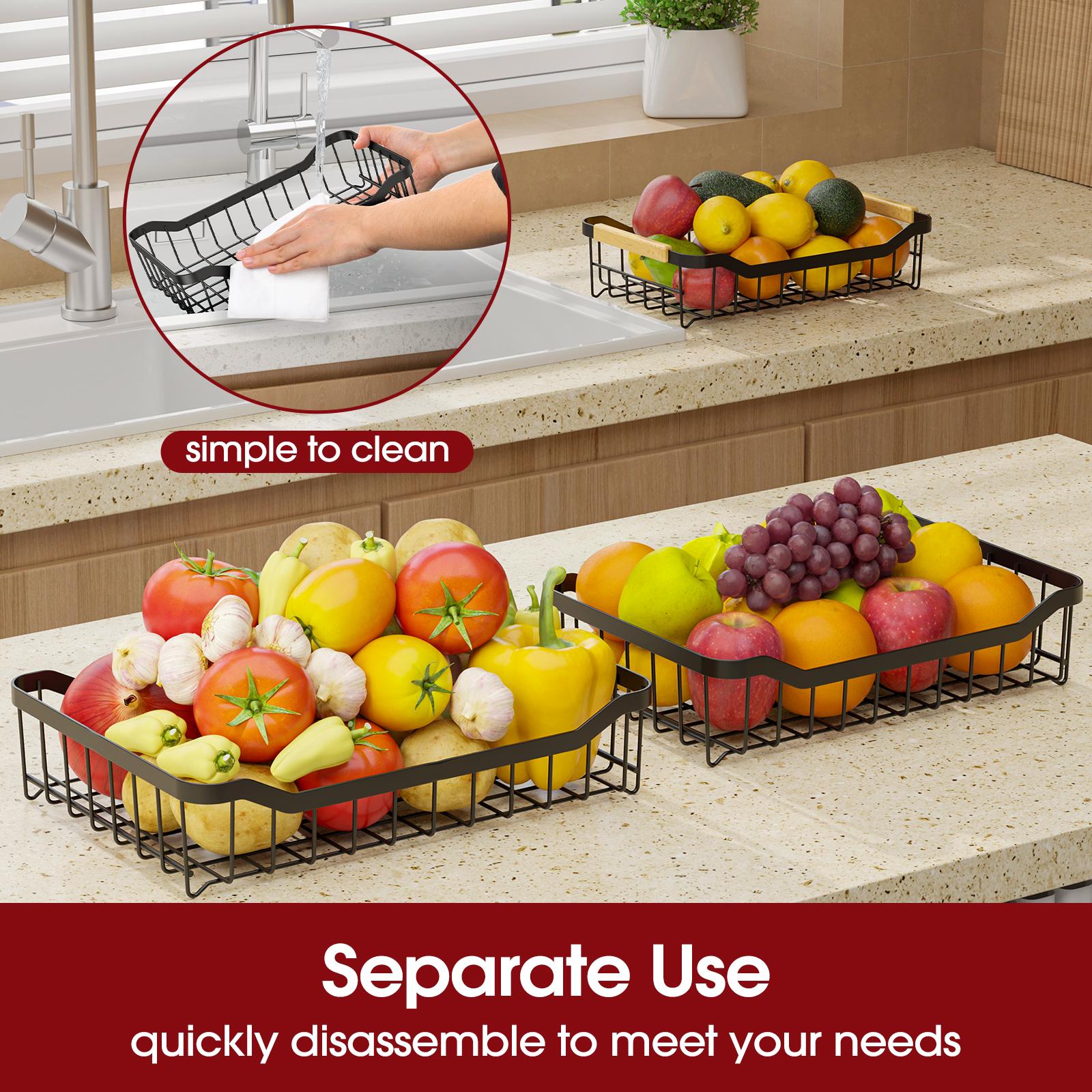 2/3 Tier Square Fruit Basket Stand, Durable Metal Countertop Fruit and Vegetable Basket Organizer with Space Saving Stackable Design, Large Capacity Storage for Fruits, Snacks, Bread and Produce, Stylish Kitchen Counter Organizer for Home 2/3 Tier Square Fruit Basket Stand, Durable Metal Countertop Fruit and Vegetable Basket Organizer with Space Saving Stackable Design, Large Capacity Storage for Fruits, Snacks, Bread and Produce, Stylish Kitchen Counter Organizer for Home