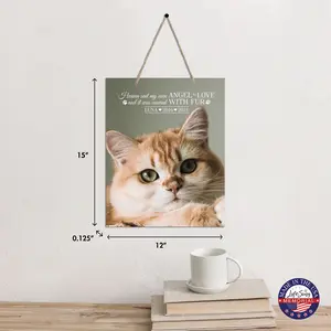 Pet Loss Gifts Personalized Memorial Wooden Wall Plaque for Dog Memorial Cat Loss Decor Gift | Heaven Sent Print Hangable Pet Grief Hanging Decoration