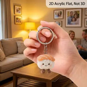 2D Flat, Cute Sushi Roll Acrylic Keychain Suitable for - Sushi-Themed Backpack Accessory, Party Favors for &, Decorative Gift for Sushi Lovers (Rolled Sushi Design), 2D Flat, Keychain Kawaii, Trendy Cute Keychain