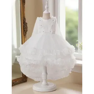 White elegant dress skirt hem cake tutu skirt suitable for birthday gifts birthday party wedding flower girl and dance music festival