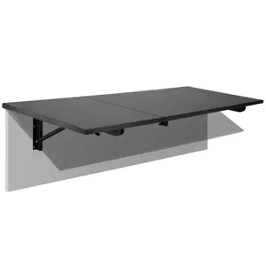 Mount-It! Black Folding Wall Mounted Drop Leaf Table – 30" or 45" Workbench Desk for Garage, Home or Office