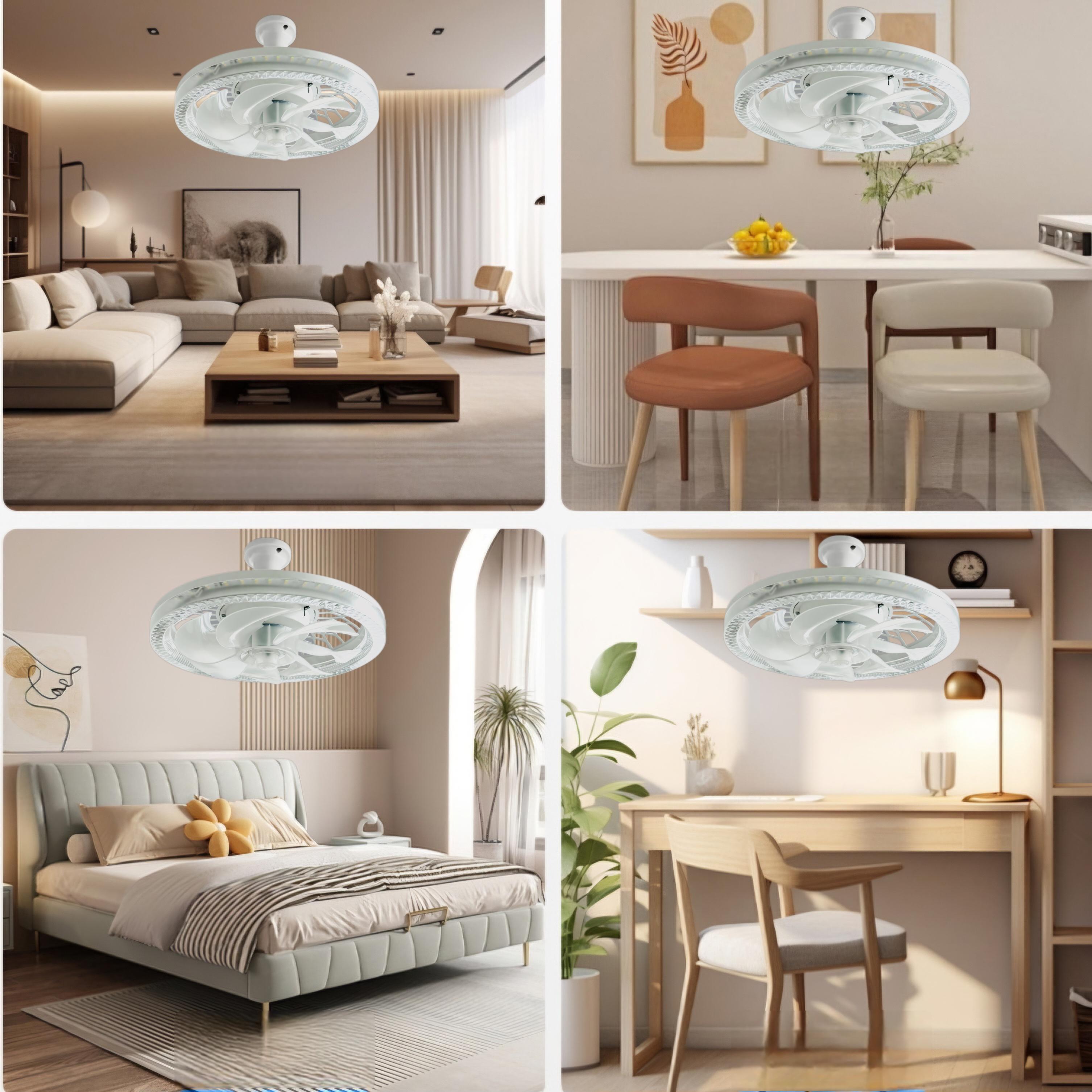 All-in-One E27 Ceiling Fan Dimmable Light Variable Speed Multi-Scene Compatibility Modern Design Energy Efficient