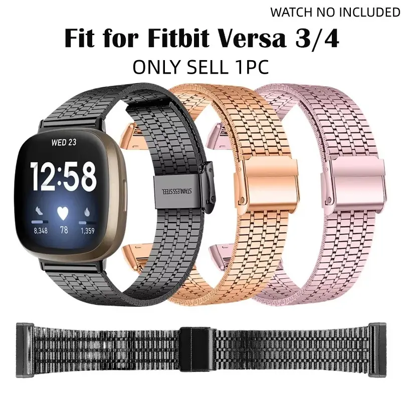 Upgrade Fitbit Versa 3 4 Band Smart Watch Straps Breathable Milanese Metal Strap Secure Magnetic Clasp Lightweight Stylish Replacement Bracelet - Wearable Smartwatch Accessories