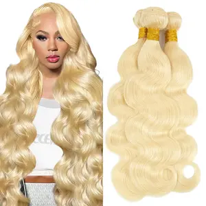 Rovess Hair【14A】613 Blonde Bundles Human Hair 24 26 28 Inch 613 Bundles 100% Unprocessed 14A Brazilian Virgin Human Hair Bundle 613 Body Wave Bundles Extensions for Women